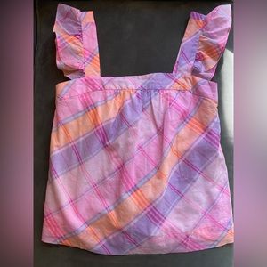 NWT XS Lilly Pulitzer Reyna Top Pink Isle Madras Plaid